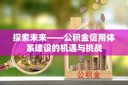 防城港探索未来——公积金信用体系建设的机遇与挑战